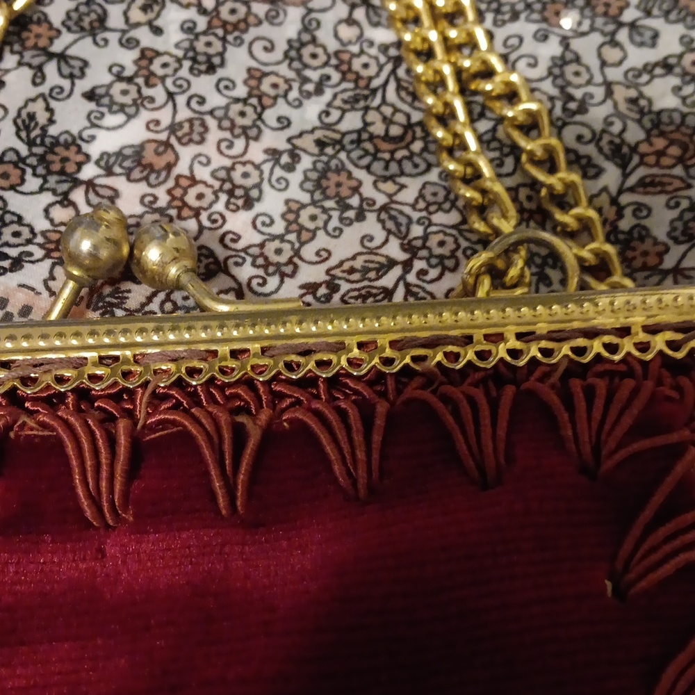 Vintage dk red velvet bag - Picture 5 of 10